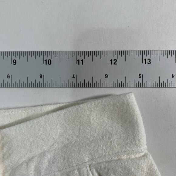 Zara 4 Womens Ecru Wide Leg Baggy Jeans Split Hem High Rise 100% Cotton - Picture 6 of 10